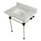 Kingston Brass 30" x 22" Carrara Marble Vanity Top with Clear Acrylic Console Legs, Carrara Marble/Matte Black KVPB3030MASQ0 - alternate 1